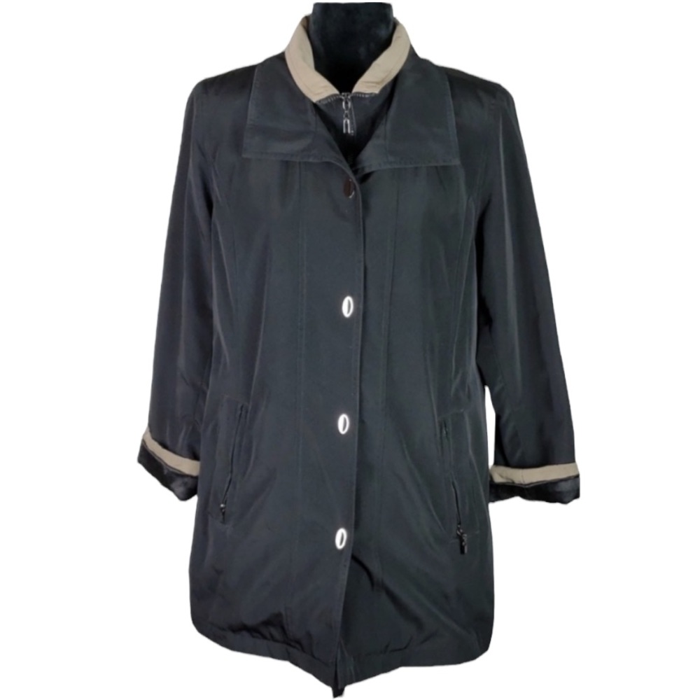 Fleet Street Black & Tan Womens Jacket in size Medium Petite